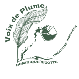 Voix de Plume Naissance Le logo en vert foncé sur fond transparent