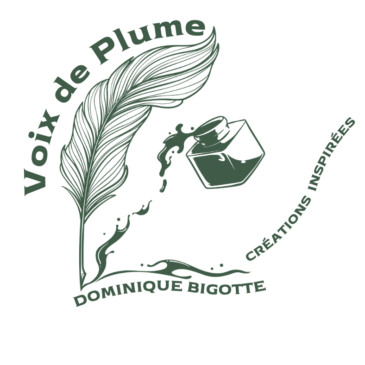 Voix de Plume Naissance Le logo en vert foncé sur fond transparent