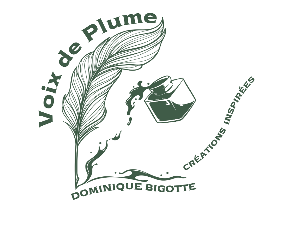 Voix de Plume Naissance Le logo en vert foncé sur fond transparent